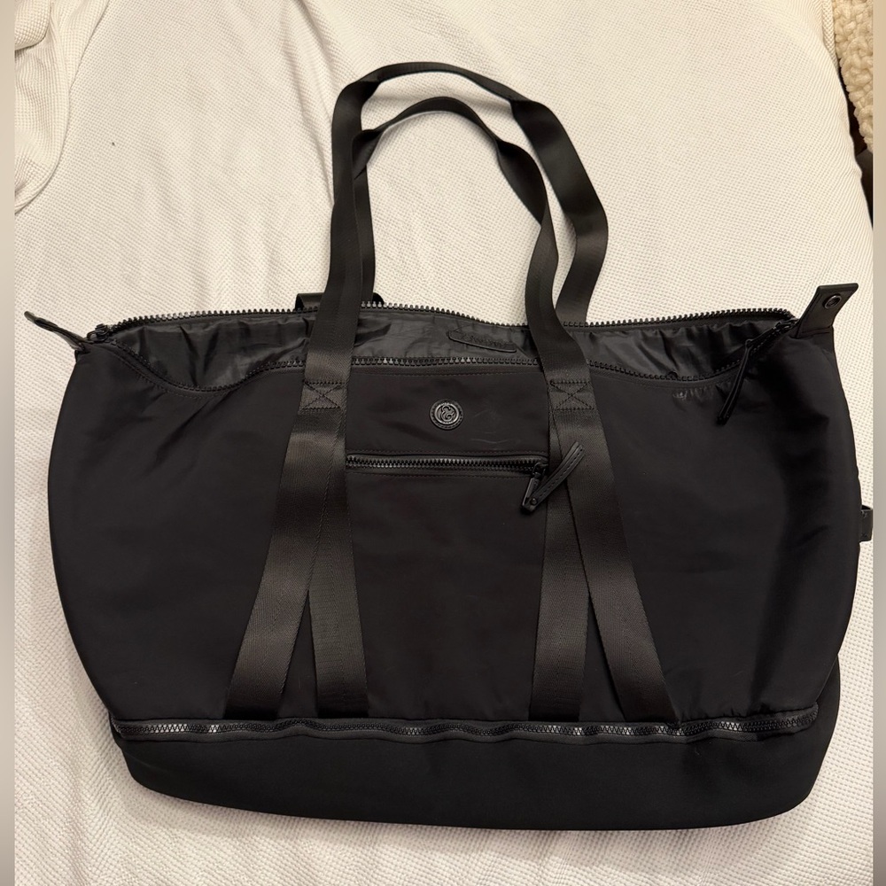 Joan & David Black Duffle with yoga mat/shoe storage